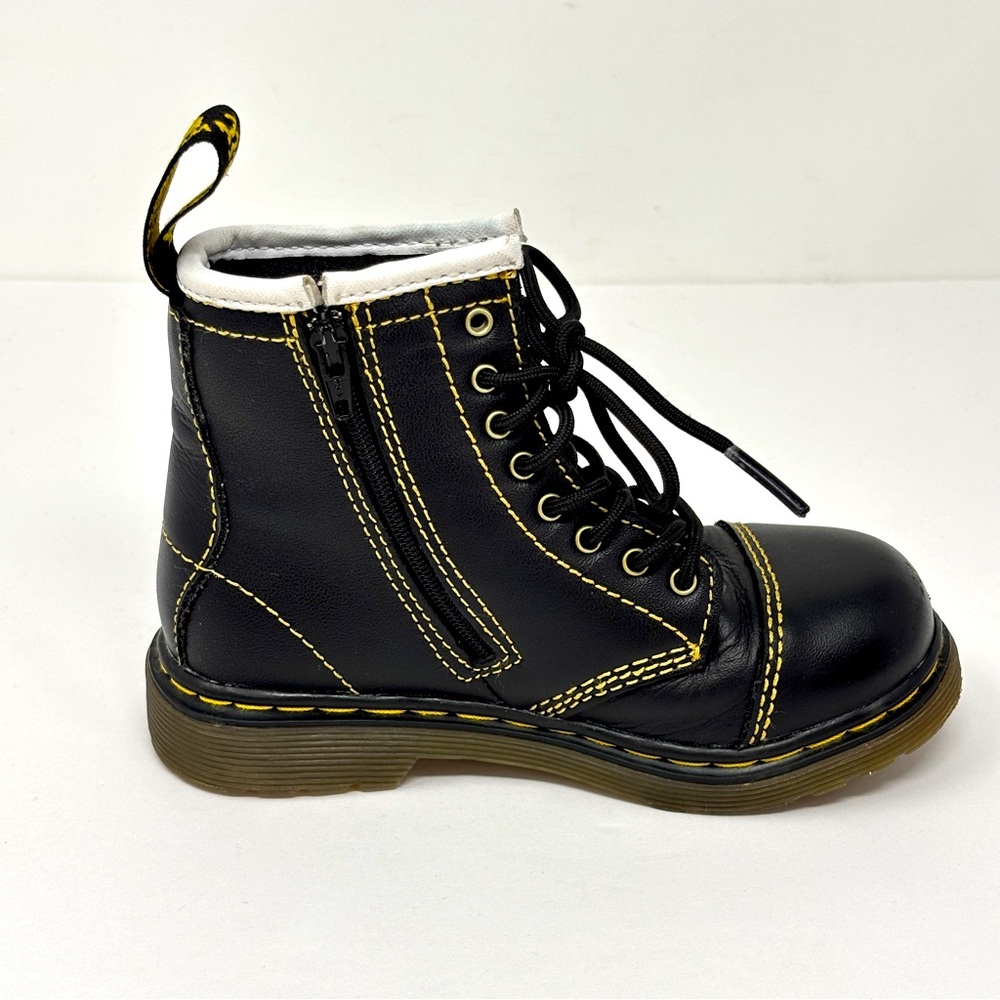 DR. MARTENS Black Buster 8-Eye Kids Leather Combat Boots - Picture 7 of 10